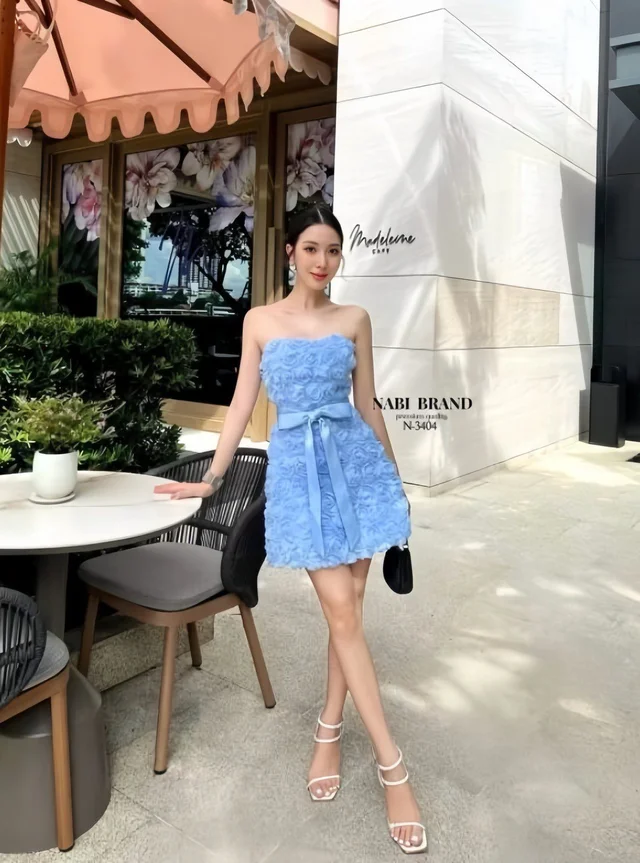 NABI BRAND – เดรสเกาะอกฟ้าหวานหรู Mini Dress (alternate)