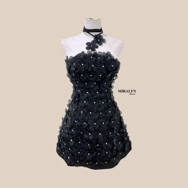 MIRALYN เดรสสายเดี่ยวสีดำแซ่บหรู Mini Dress thumbnail 4