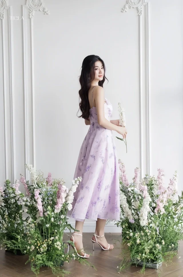 เดรสดอกไม้สีม่วงหวานละมุนสไตล์เจ้าหญิง Long Dress thumbnail 2