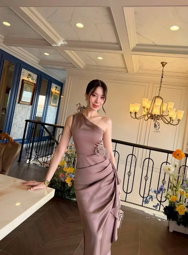 เดรสยาวน้ำตาลหม่นหรูหวาน Long Dress thumbnail 4