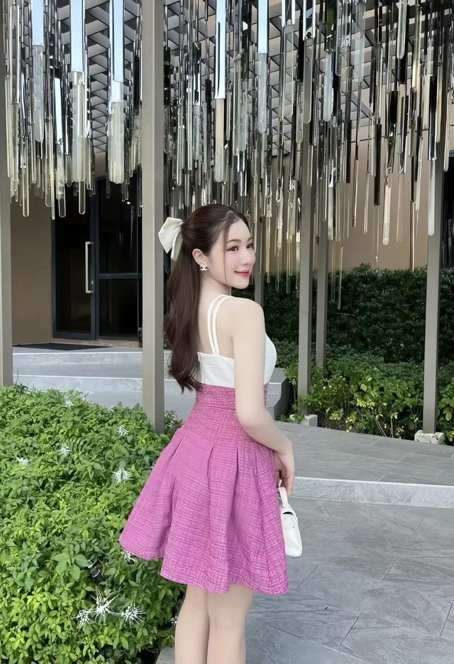 เดรสทูโทนชมพู-ขาวหวานหรู Mini Dress thumbnail 2