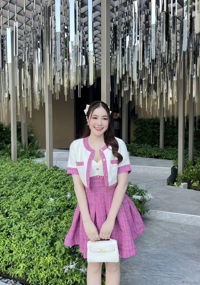 เดรสทูโทนชมพู-ขาวหวานหรู Mini Dress thumbnail 4