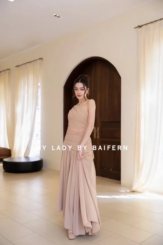 My Lady by Baifern เดรสยาวสีนู้ดหรูหวาน Elegant Long Dress