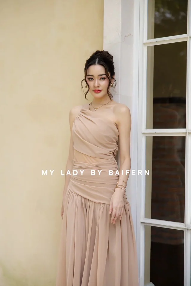My Lady by Baifern เดรสยาวสีนู้ดหรูหวาน Elegant Long Dress thumbnail 4
