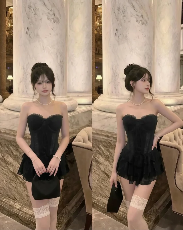 ชุดเดรสสั้น Bellin Closet เกาะอกสไตล์คอร์เซ็ตสีดำ (alternate)