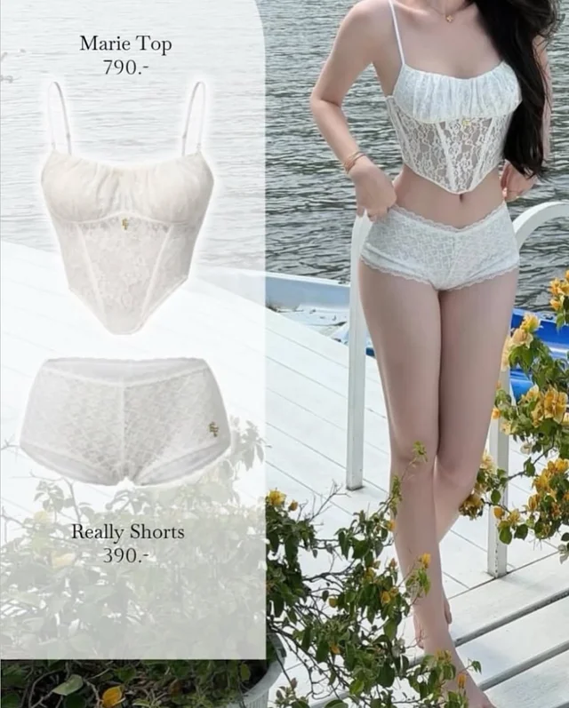 Feelfree ชุดเซ็ตเสื้อลูกไม้และกางเกงขาสั้น  thumbnail 4