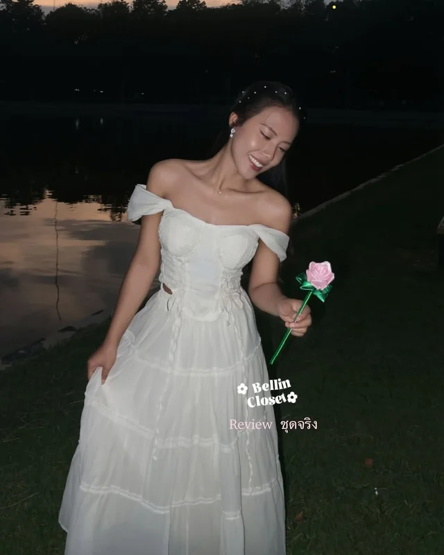 ชุดเซ็ตเสื้อเปิดไหล่ดีไซน์คอร์เซ็ตและกระโปรงยาว A36 (alternate)