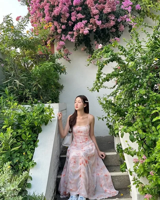เดรสยาว G2N ลายดอกไม้โทนชมพู thumbnail 3