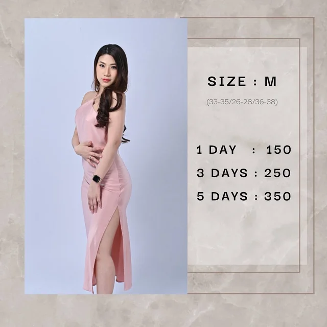 เดรสยาวผ่าข้างสีชมพู Long Dress