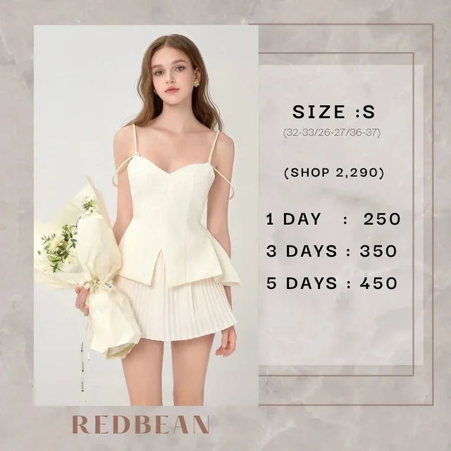 REDBEAN ชุด Two Piece สีขาว ชุดเวียดนาม