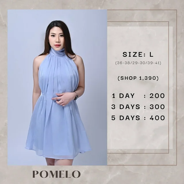 Pomelo Halter Neck Pleated Short Dress