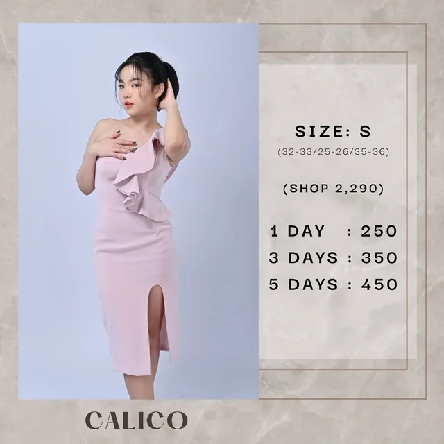 Calico One Shoulder Ruffle Slit Short Dress thumbnail 1