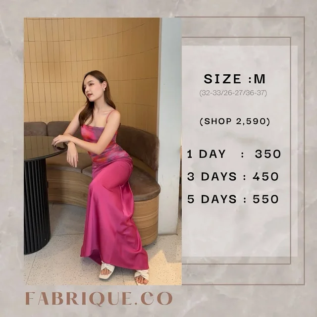 FABRIQUE CO Long Slip Dress สีชมพูไล่เฉด