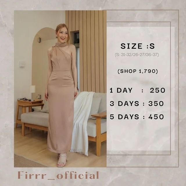 Firrr Official One Shoulder Long Dress สีเบจ 1