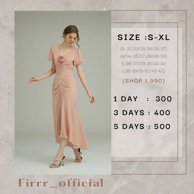Firrr official เดรสยาวสีชมพู Long Dress