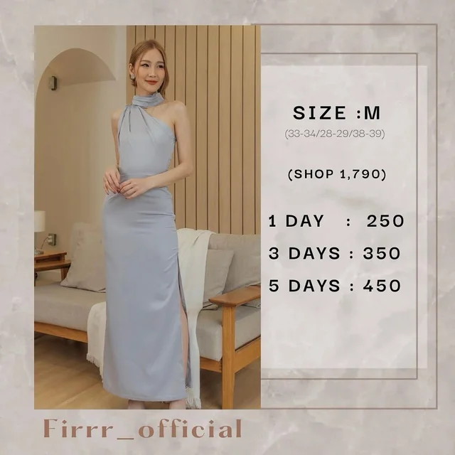 เดรส Firrr official สีฟ้าผ่าสูง Long Dress 1