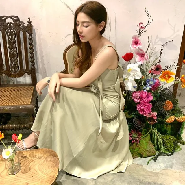 La Femme Cowl Neck Long Dress (alternate)