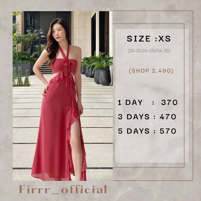 Firrr Halter Neck Ruffle Long Dress 1