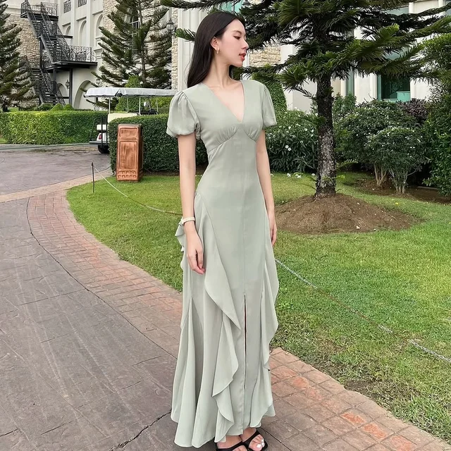 Firrriladress Long Dress เดรสยาว สีเขียว thumbnail 3