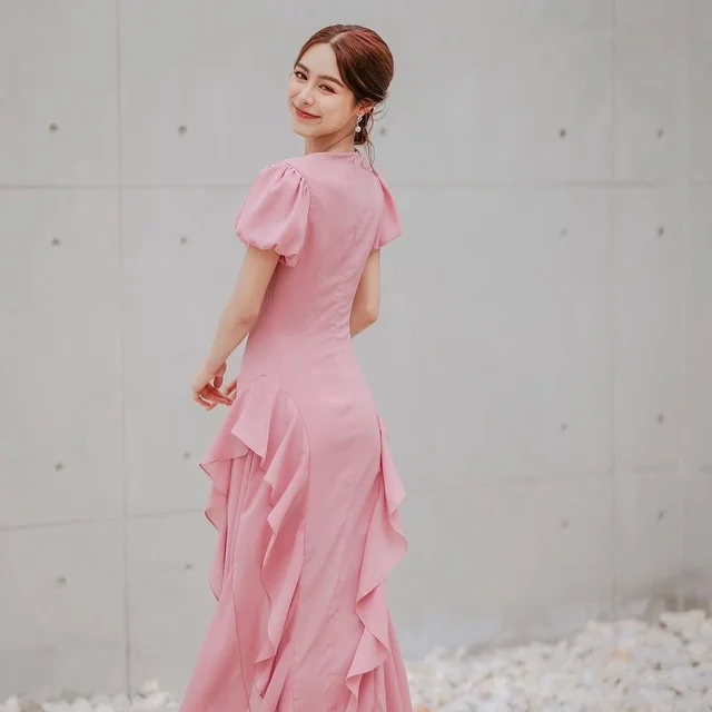 Firrr official เดรสยาวพลิ้วไหวสีชมพู (alternate)