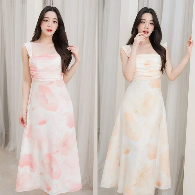 Pirunya official เดรสยาวพิมพ์ลายดอกไม้ thumbnail 4