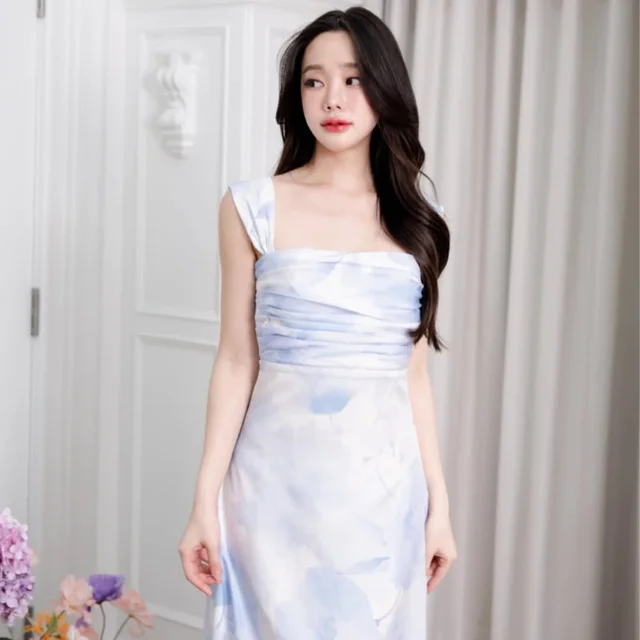 Pirunya official เดรสยาวพิมพ์ลายดอกไม้ thumbnail 3