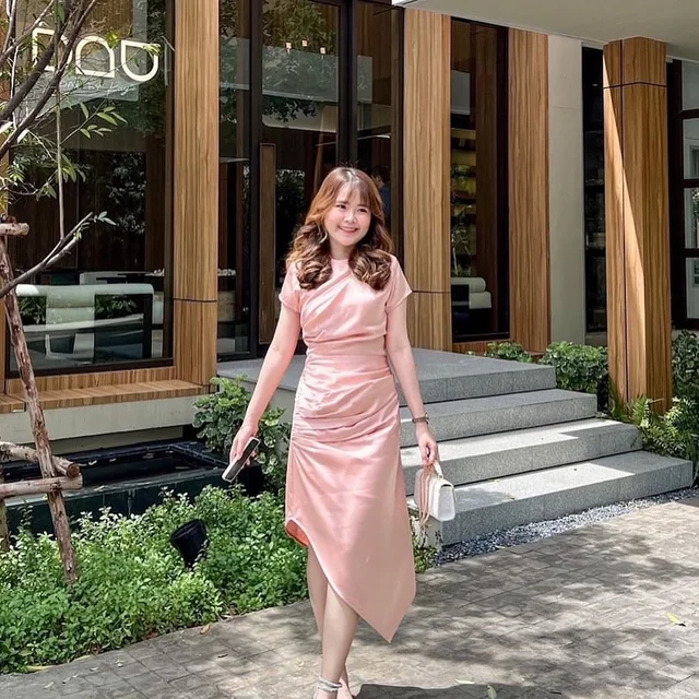 Firrr Official Draped Ruched Midi Dress  thumbnail 2