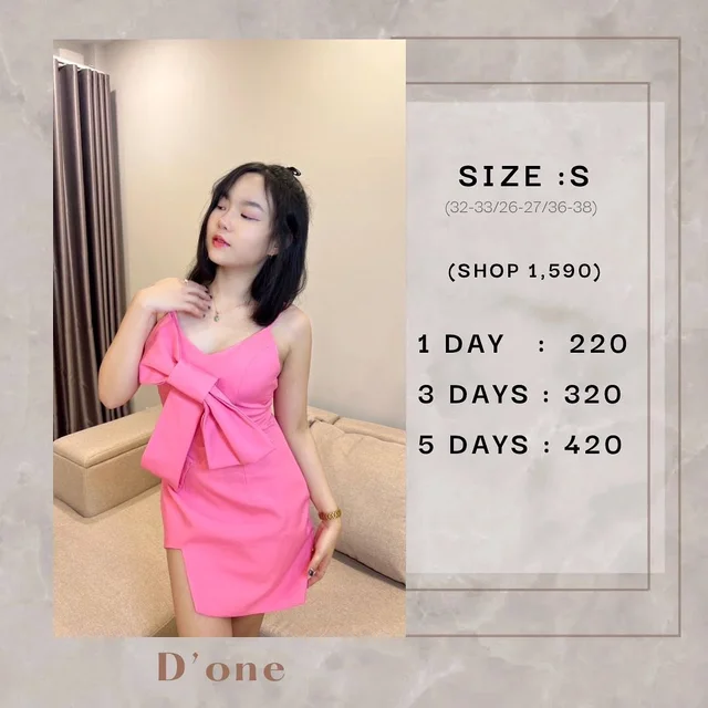 D'one เดรสสั้นสายเดี่ยวโบว์ใหญ่ – Mini Dress (Size S)