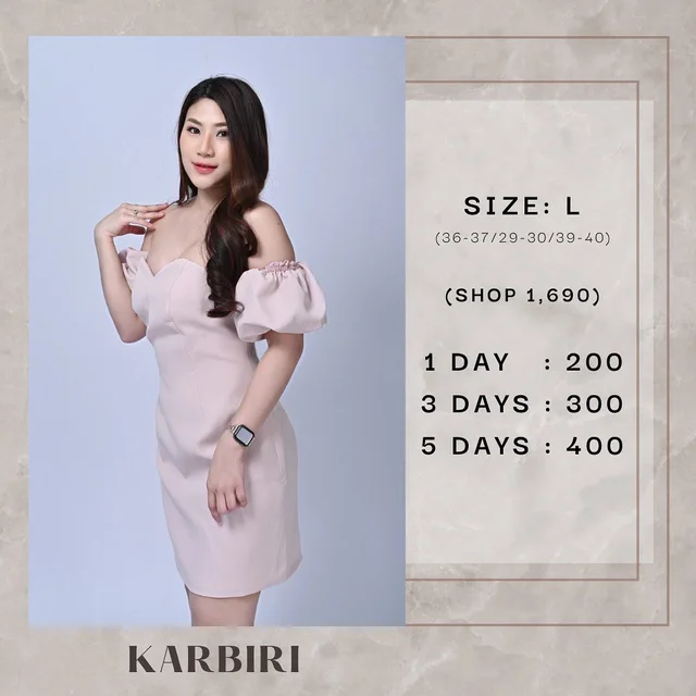 KARBIRI Off-Shoulder Mini Dress – สีชมพู (Size L)