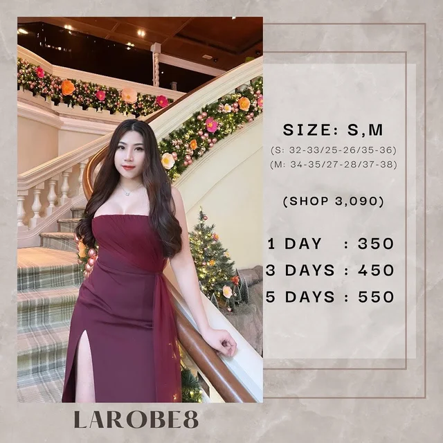 LAROBE8 Long Strapless Dress – สีแดง (Size S, M)