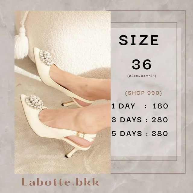 รองเท้าส้นสูง Labotte.bkk ประดับเพชร (Size 36)