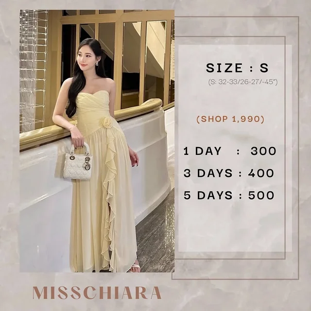 Miss Chiara Camilla เดรสยาวเกาะอกสีเหลือง