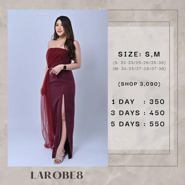 LAROBE8 Long Strapless Dress สีแดง Size SM