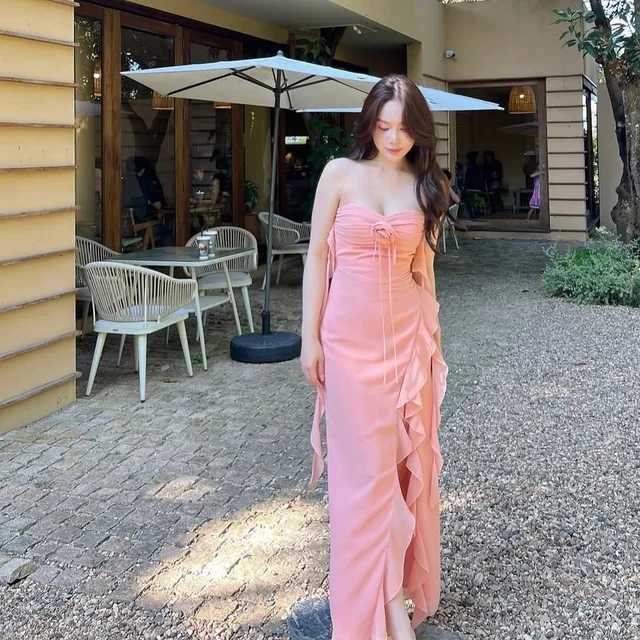 Misschiara Iris Peach Long Dress thumbnail 4