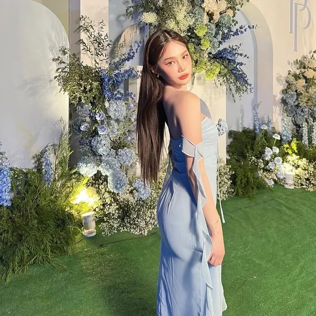 Misschiara Iris Blue Dress  ราตรีปาดไหล่สีฟ้า  thumbnail 3