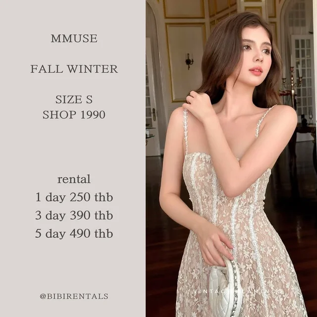 MMUSE FALL WINTER ชุดเดรสลูกไม้ยาว ชุดเวียดนาม Size S