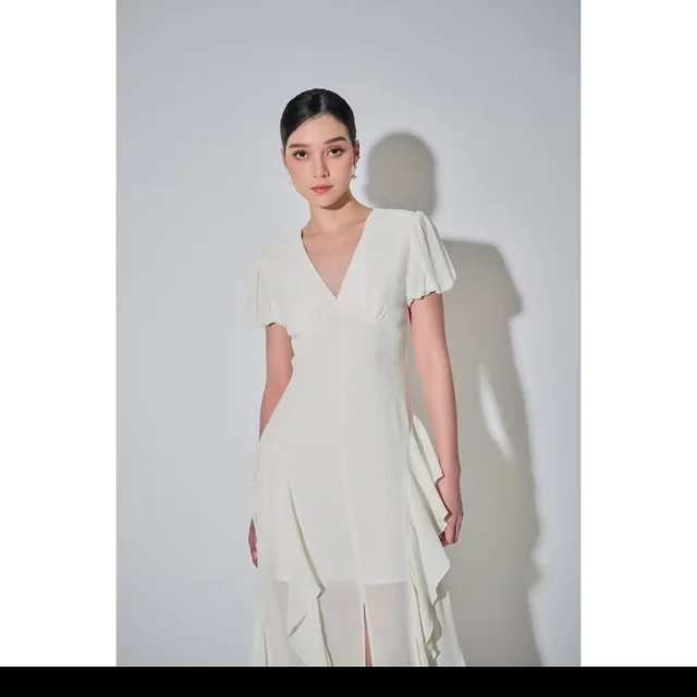 Firrr Ila White Ruffled Long Dress (alternate)