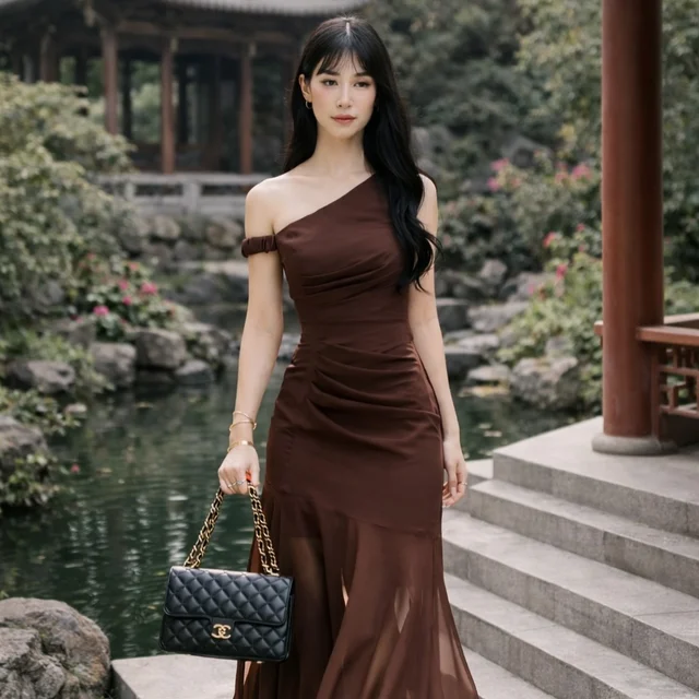 Venusp Lyn Long Dress  Dark Brown thumbnail 3