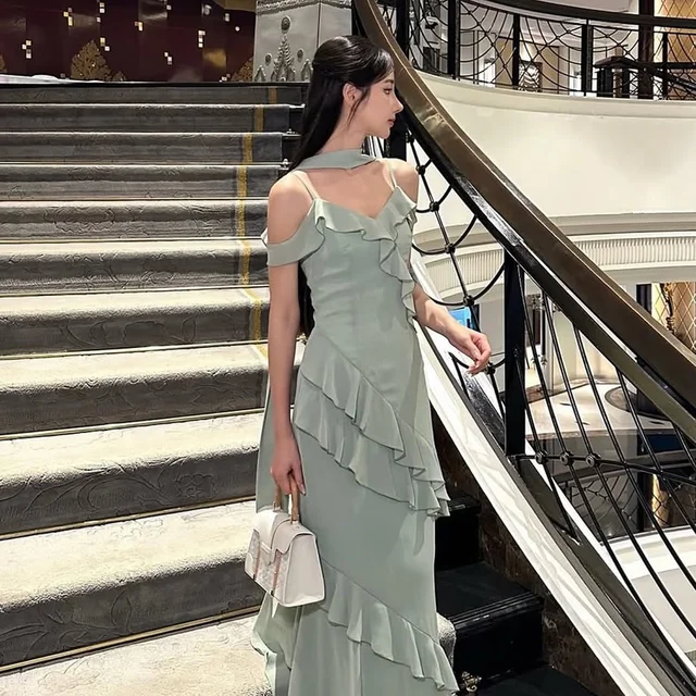 Firrr Sarah Sleeve Green Long Dress thumbnail 3