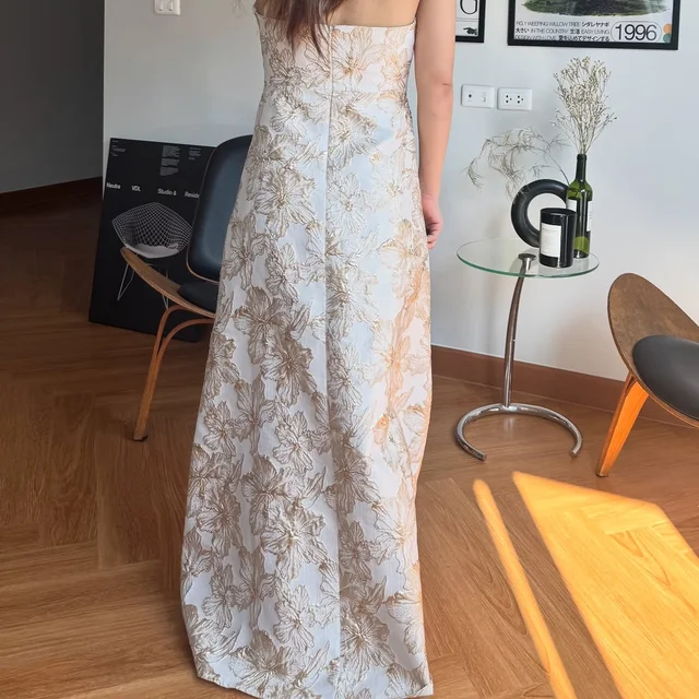 My Lady by Baifern Floral Gold Strapless Long Dress thumbnail 4