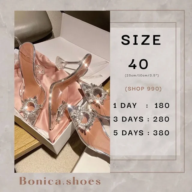 รองเท้าส้นสูง Bonica shoes ดีไซน์ใสประดับเพชร Size 40