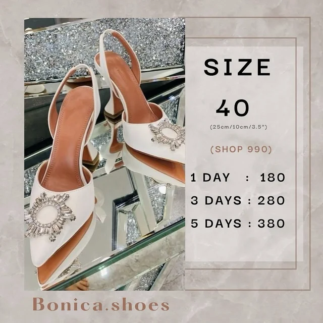 Bonica shoes รองเท้าส้นสูงสีขาว Slingback Heels Size 40 1
