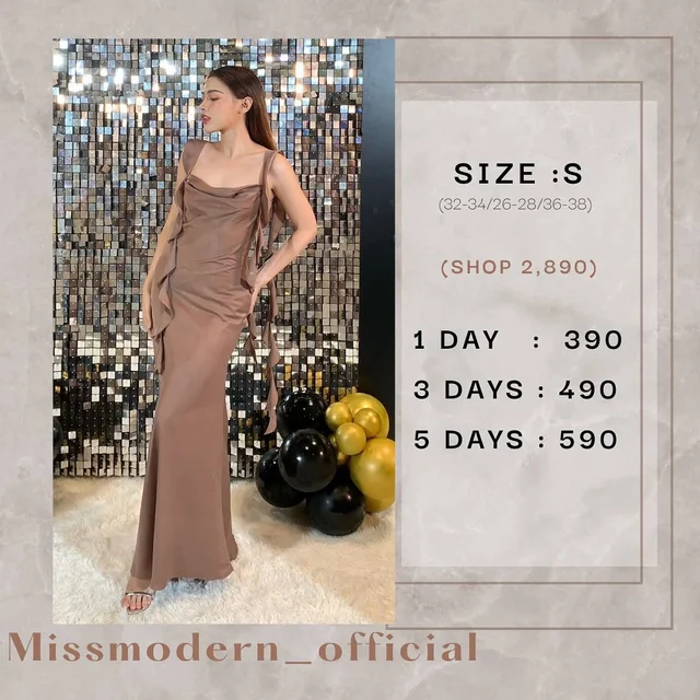 รวมชุดเดรสยาวและเดรสสั้นออกงาน โทนสีน้ำตาล หลายแบบ thumbnail 9