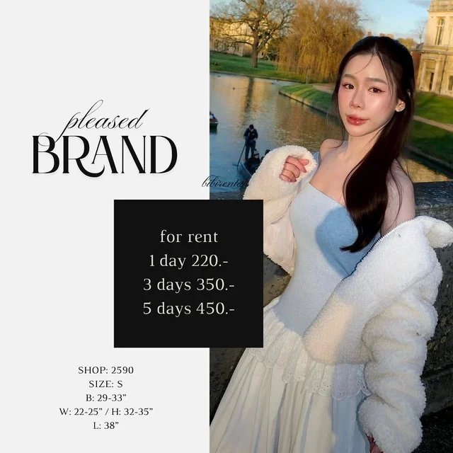 pleased ชุดเดรสยาวเกาะอกสีฟ้า Size S