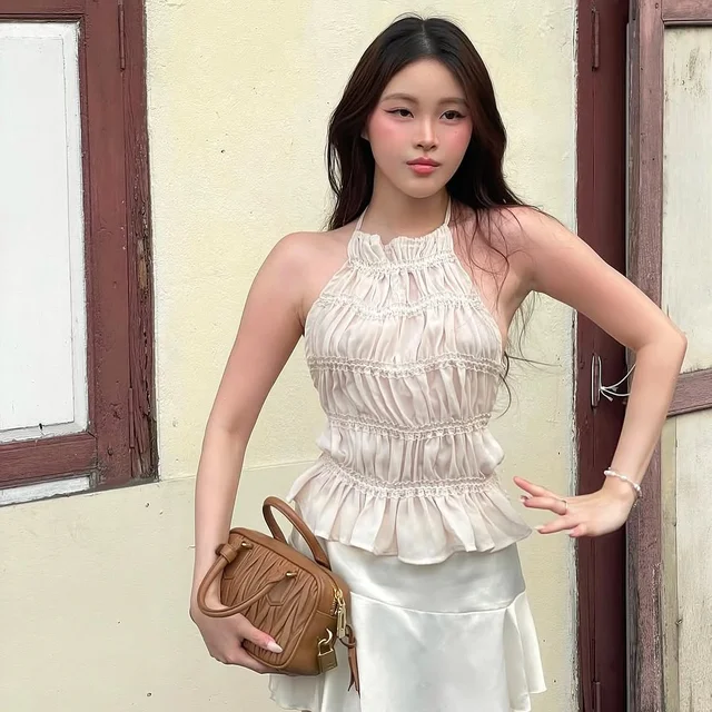 makeyourmark ชุดเซ็ตเสื้อฮาล์เตอร์ระบายพร้อมกระโปรงสั้น Size S thumbnail 3