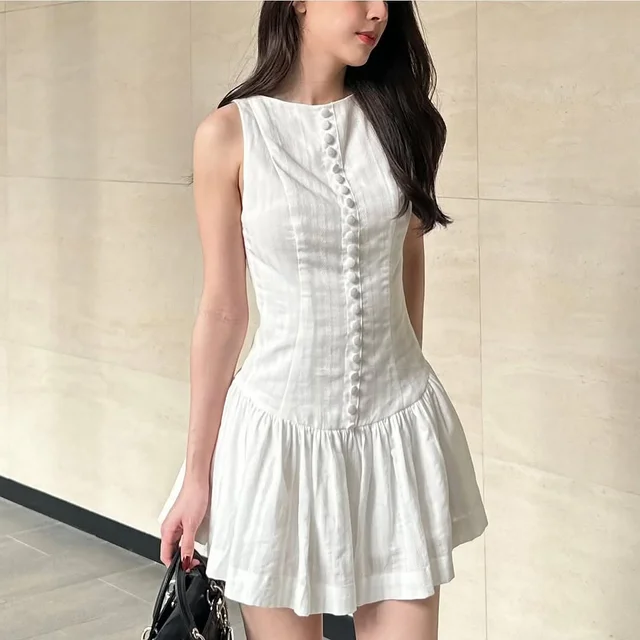 Roxywings เดรสสั้นสีขาว ชุดเวียดนาม Size S thumbnail 4