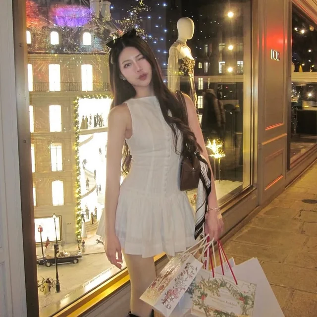 Roxywings เดรสสั้นสีขาว ชุดเวียดนาม Size S thumbnail 3