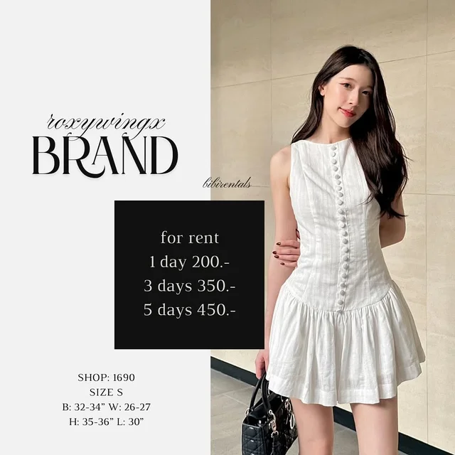 Roxywings เดรสสั้นสีขาว ชุดเวียดนาม Size S