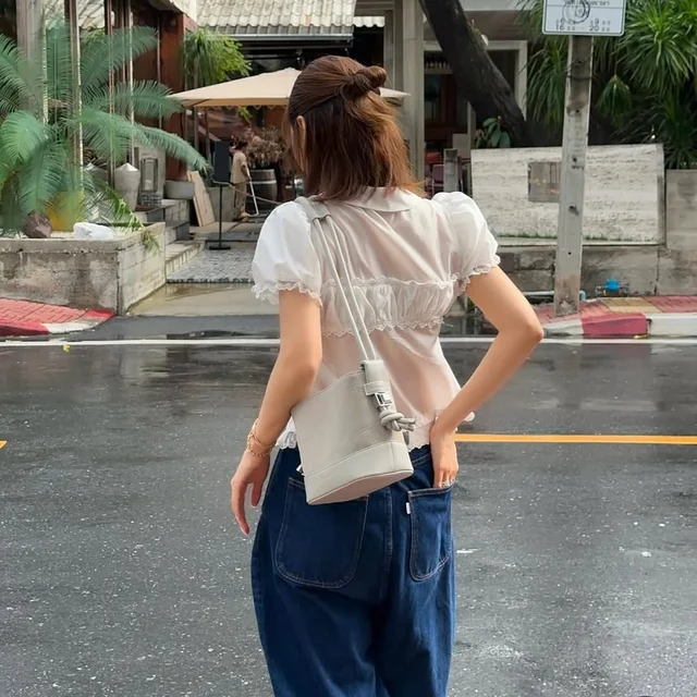 เสื้อ mitr แขนตุ๊กตาคอบัวสีขาว Size S (alternate)