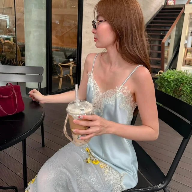 ZARA เสื้อสายเดี่ยวลูกไม้สีฟ้า thumbnail 3